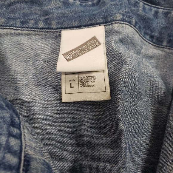 Warner Brothers Studio Denim Tweety Embroidered Button Down Large Shirt - Picture 6 of 9